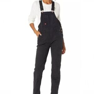 NWOT Dickies Women's Black Denim Overalls Size Medium Work Coveralls